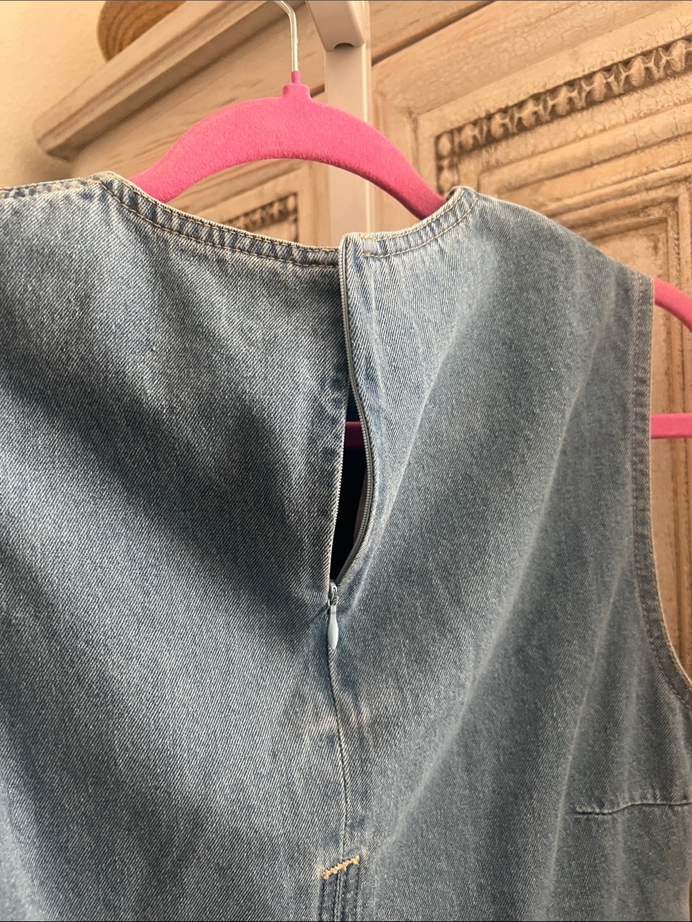 Commense Light Blue Denim Mini Dress with Front Cutout - Picture 3 of 5